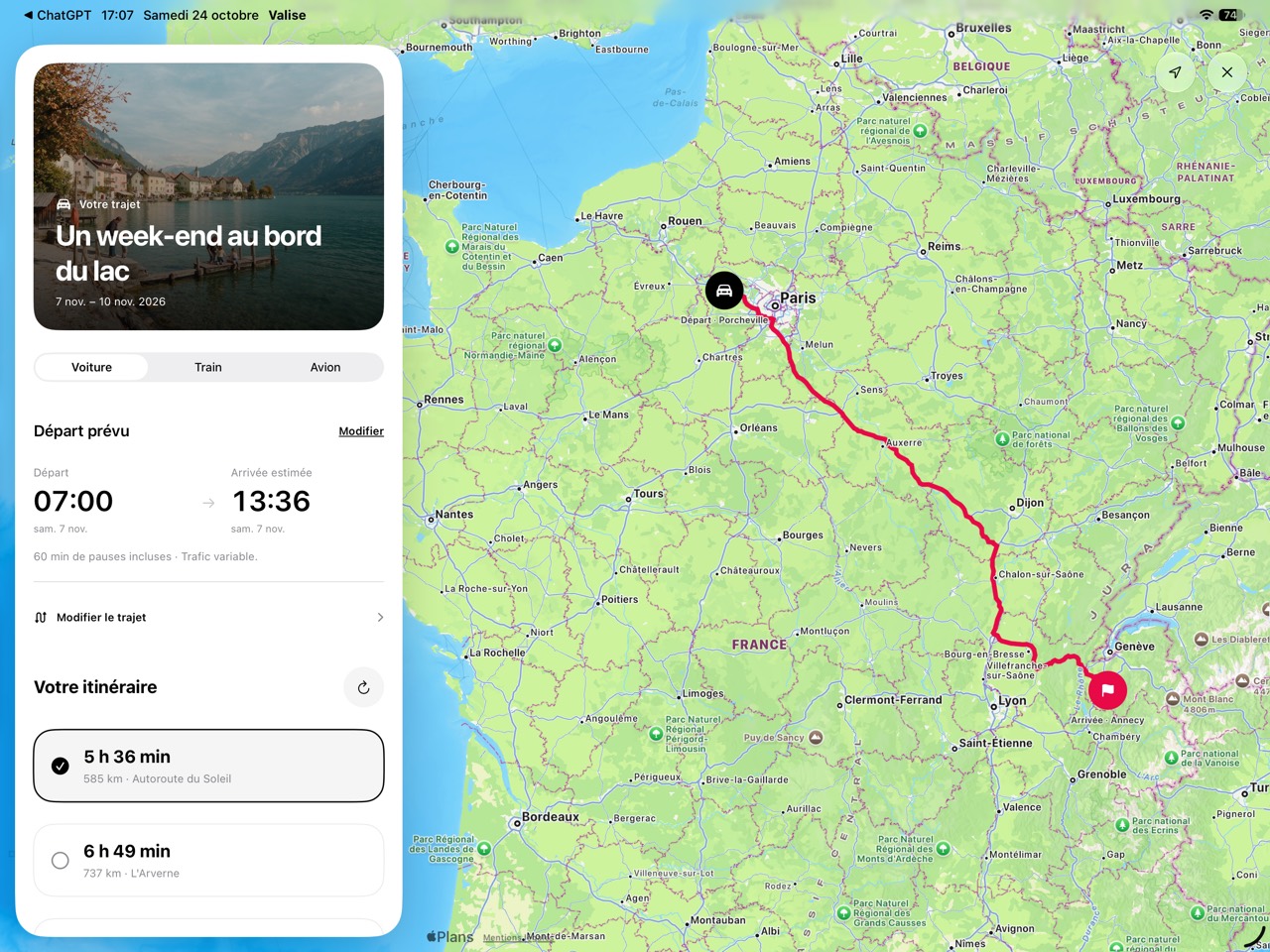 The whole route, with the details close by.
